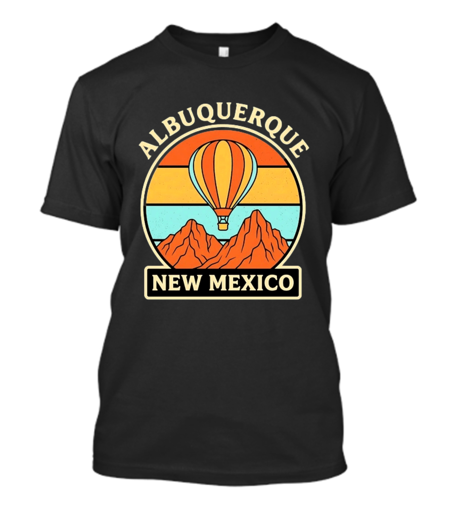 Albuquerque New Mexico Hot Air Balloon Over Mountains T-Shirt