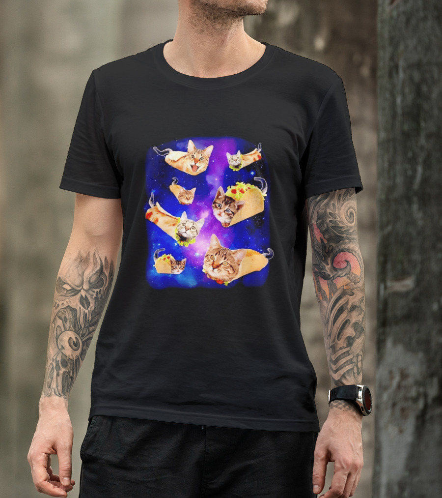 Cats In Space With Tacos And Burritos Taco Cat Cosmic Adventure T-Shirt
