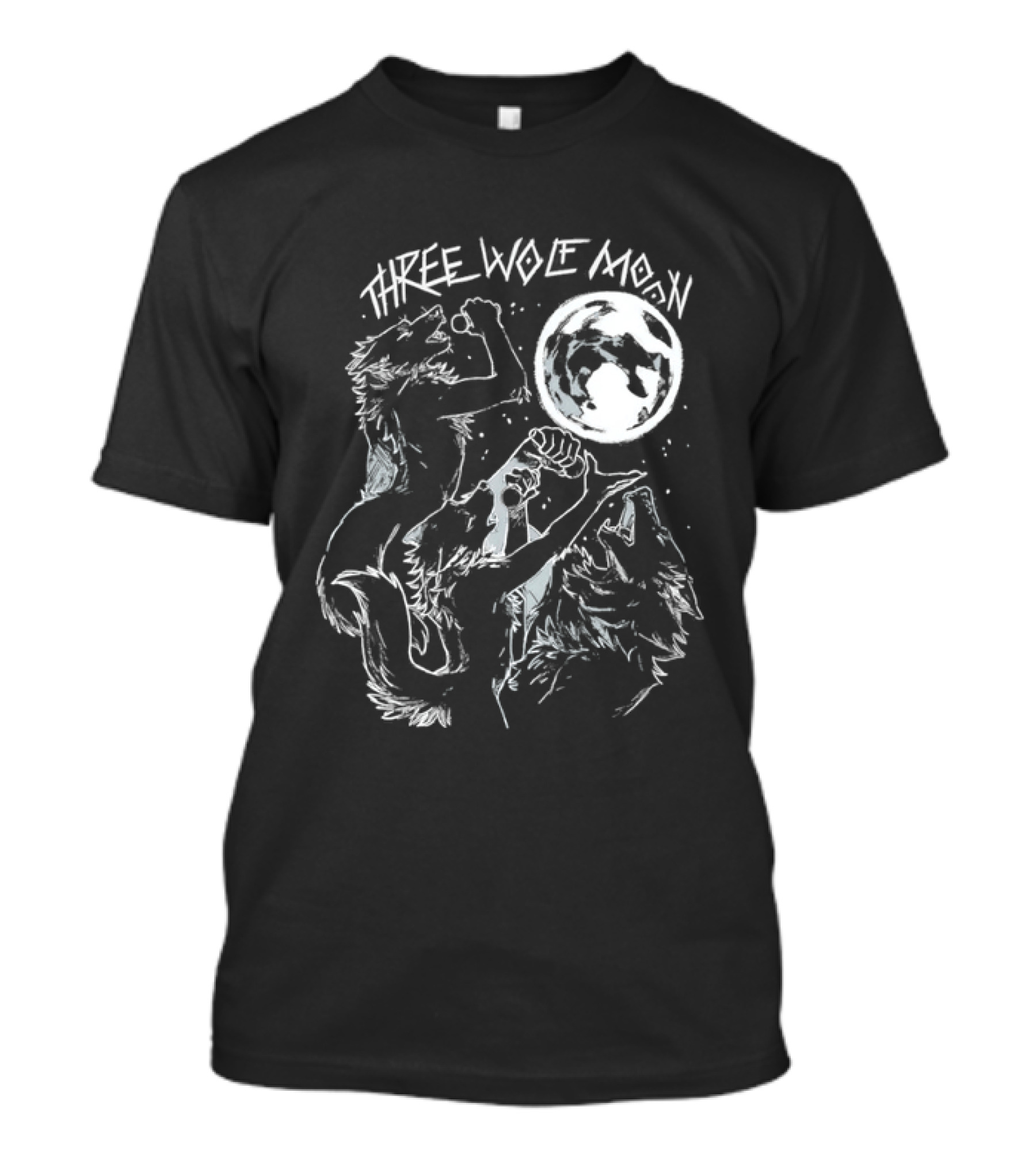Three Wolf Moon Singing Wolves Howling Meme Moon Phases T-Shirt