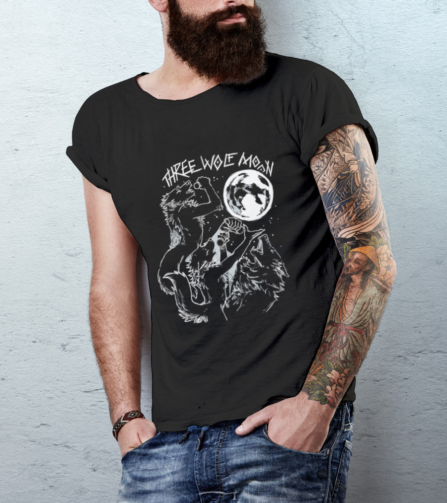 Three Wolf Moon Singing Wolves Howling Meme Moon Phases T-Shirt