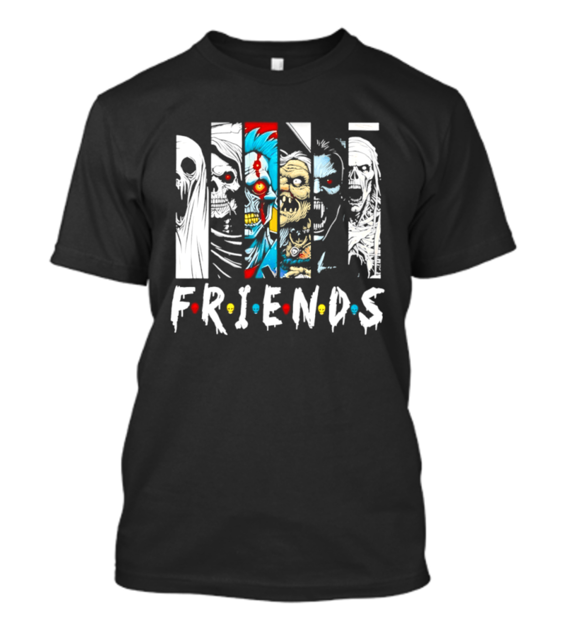 Friends Horror Movie Characters Halloween Scary Mask T-Shirt