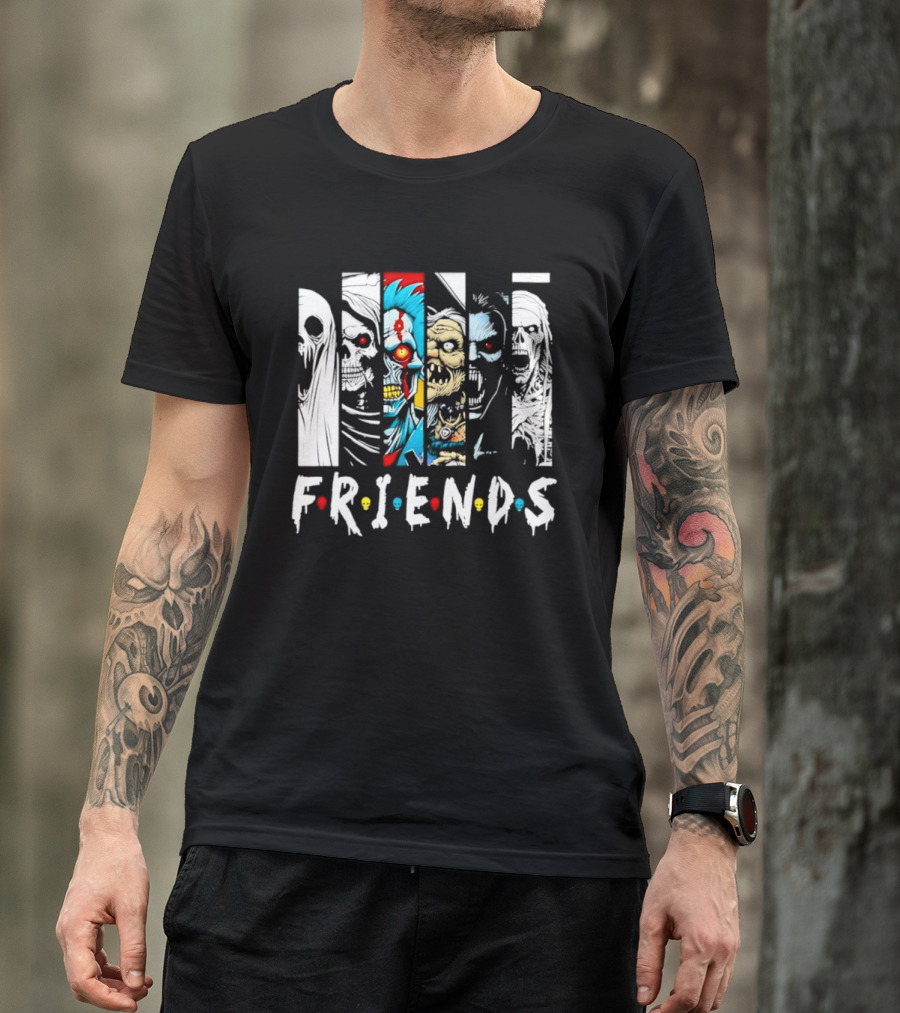 Friends Horror Movie Characters Halloween Scary Mask T-Shirt