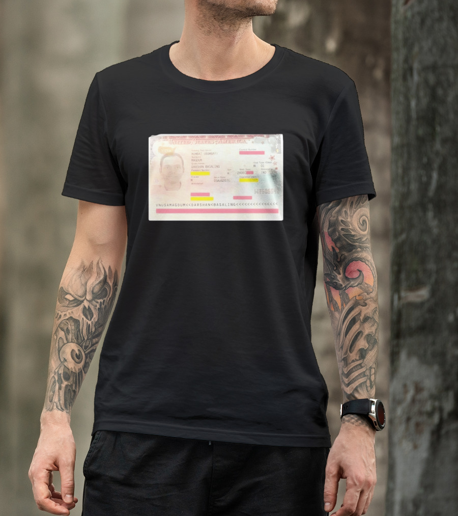United States Of America Visa Darshan Basaling Magdum Mumbai Passport T-Shirt