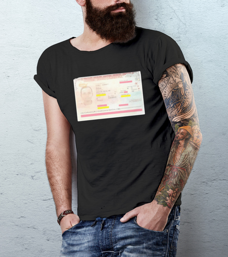 United States Of America Visa Darshan Basaling Magdum Mumbai Passport T-Shirt