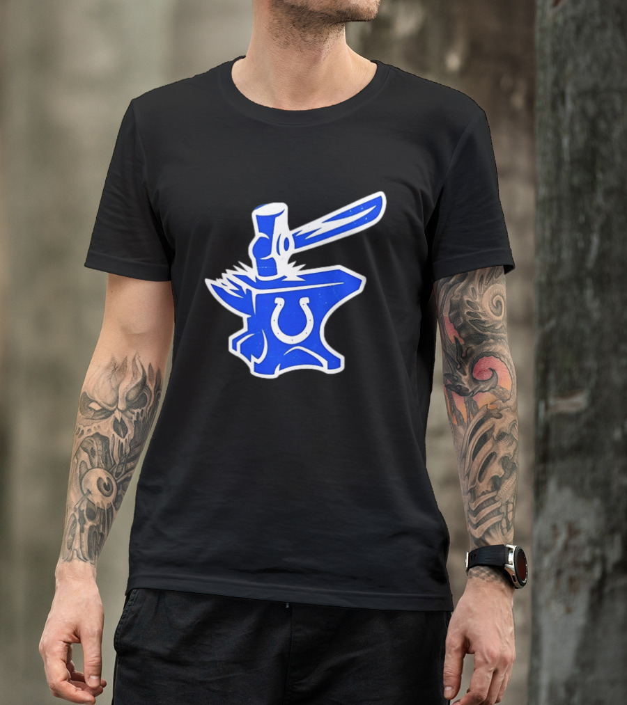 Indianapolis Colts Anvil Hammer Icon With Team Horseshoe T-Shirt