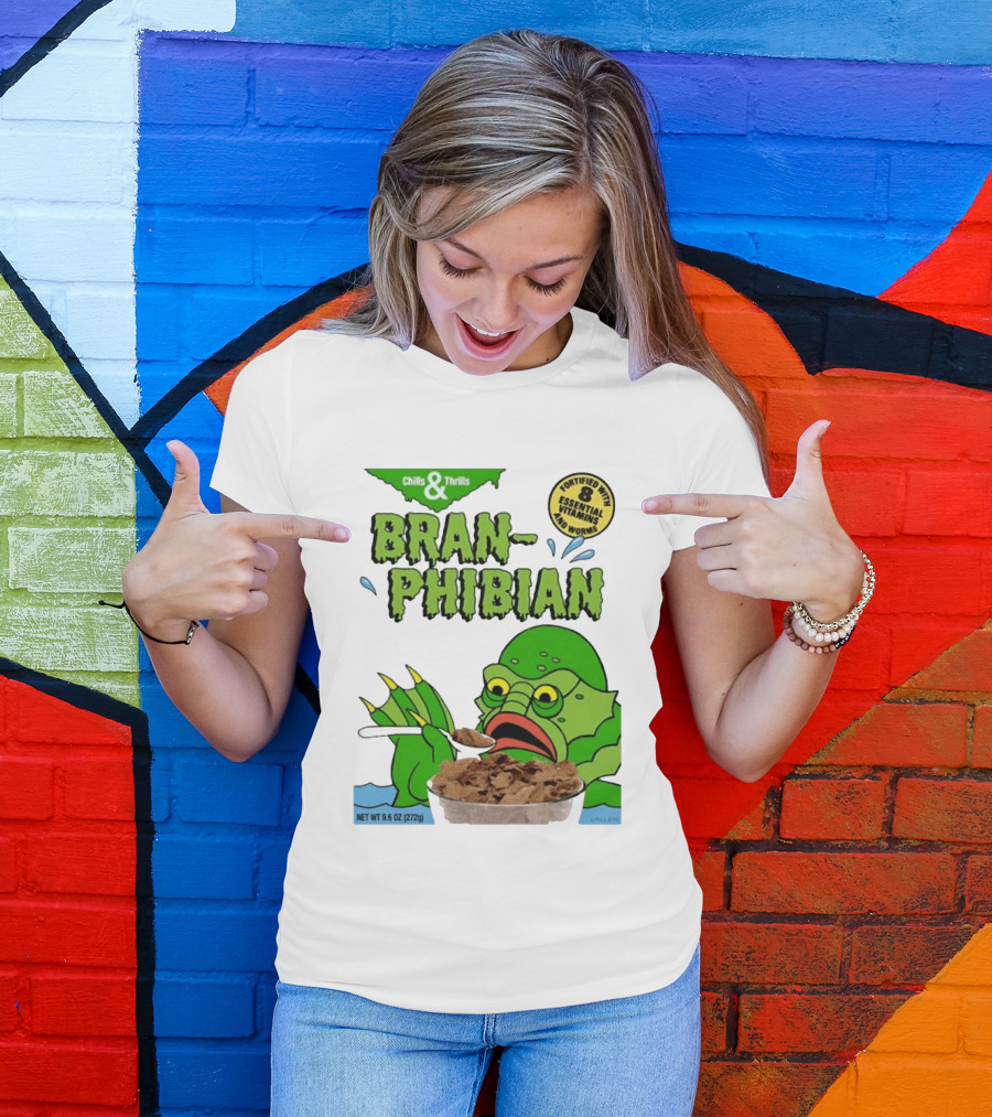 Bran Phibian Chills And Thrills Cereal Box Fortified With 8 Essential Vitamins And Worms T-Shirt