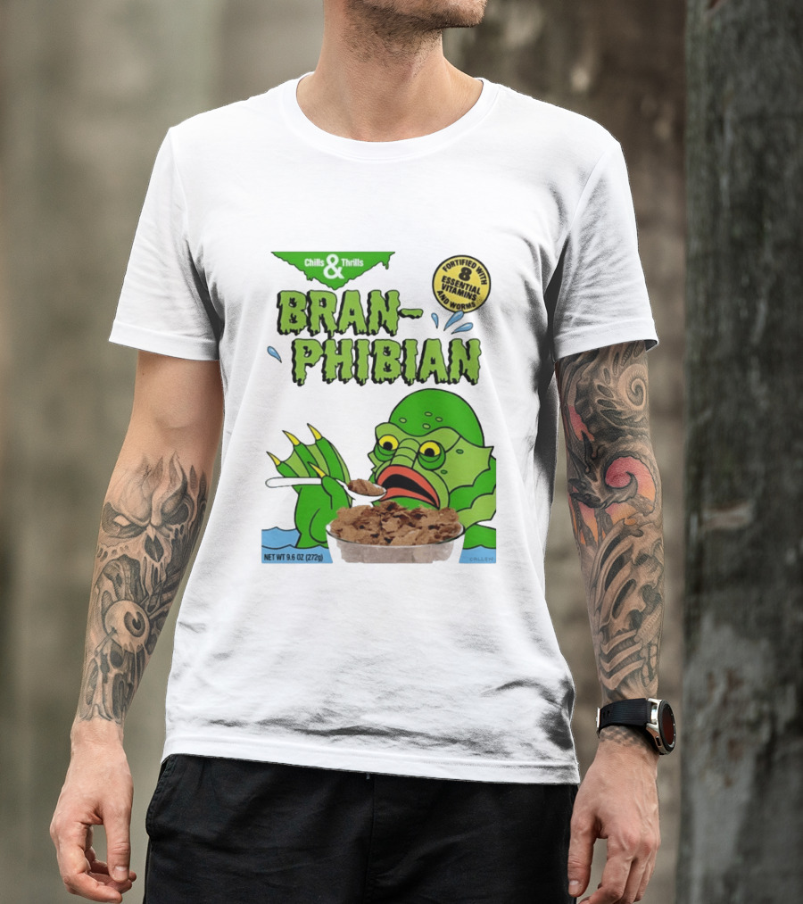 Bran Phibian Chills And Thrills Cereal Box Fortified With 8 Essential Vitamins And Worms T-Shirt