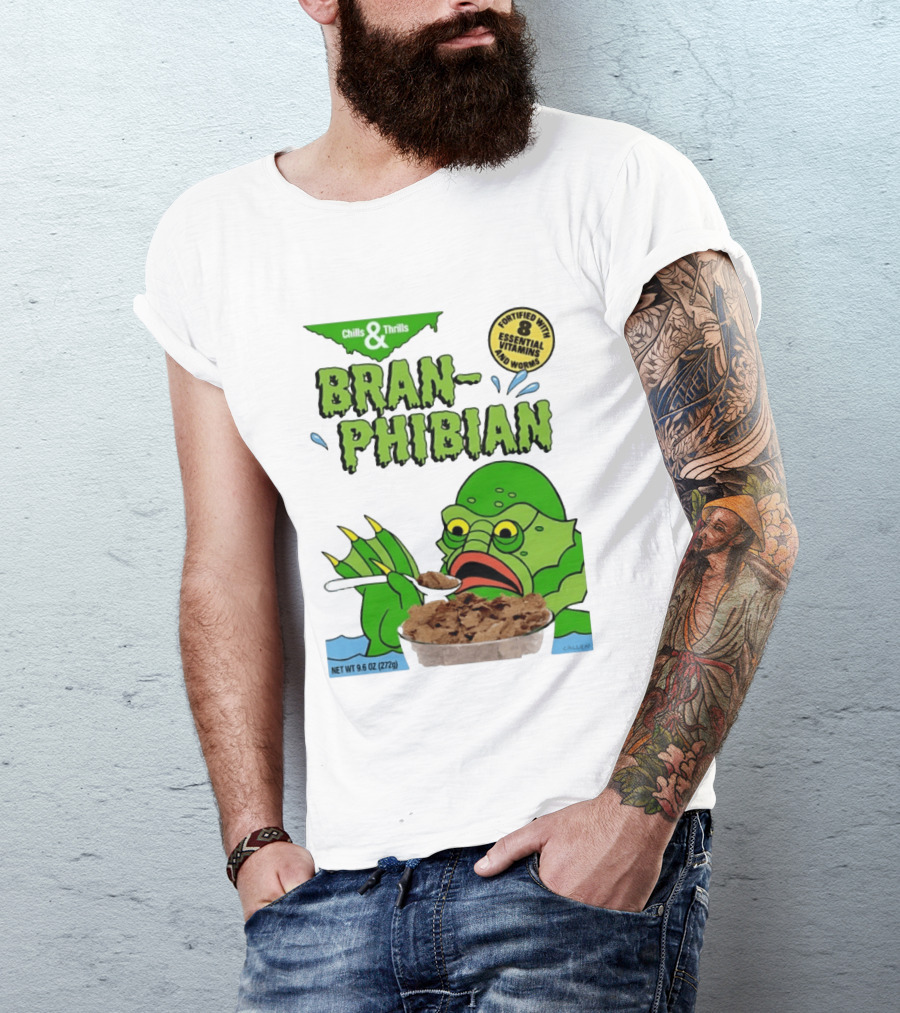 Bran Phibian Chills And Thrills Cereal Box Fortified With 8 Essential Vitamins And Worms T-Shirt