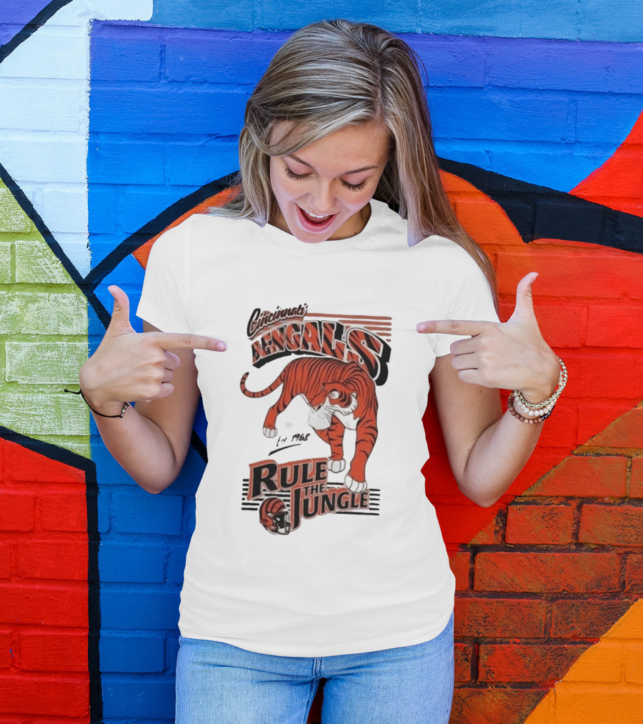 Cincinnati Bengals Rule The Jungle Tiger Graphic NFL Fan T-Shirt
