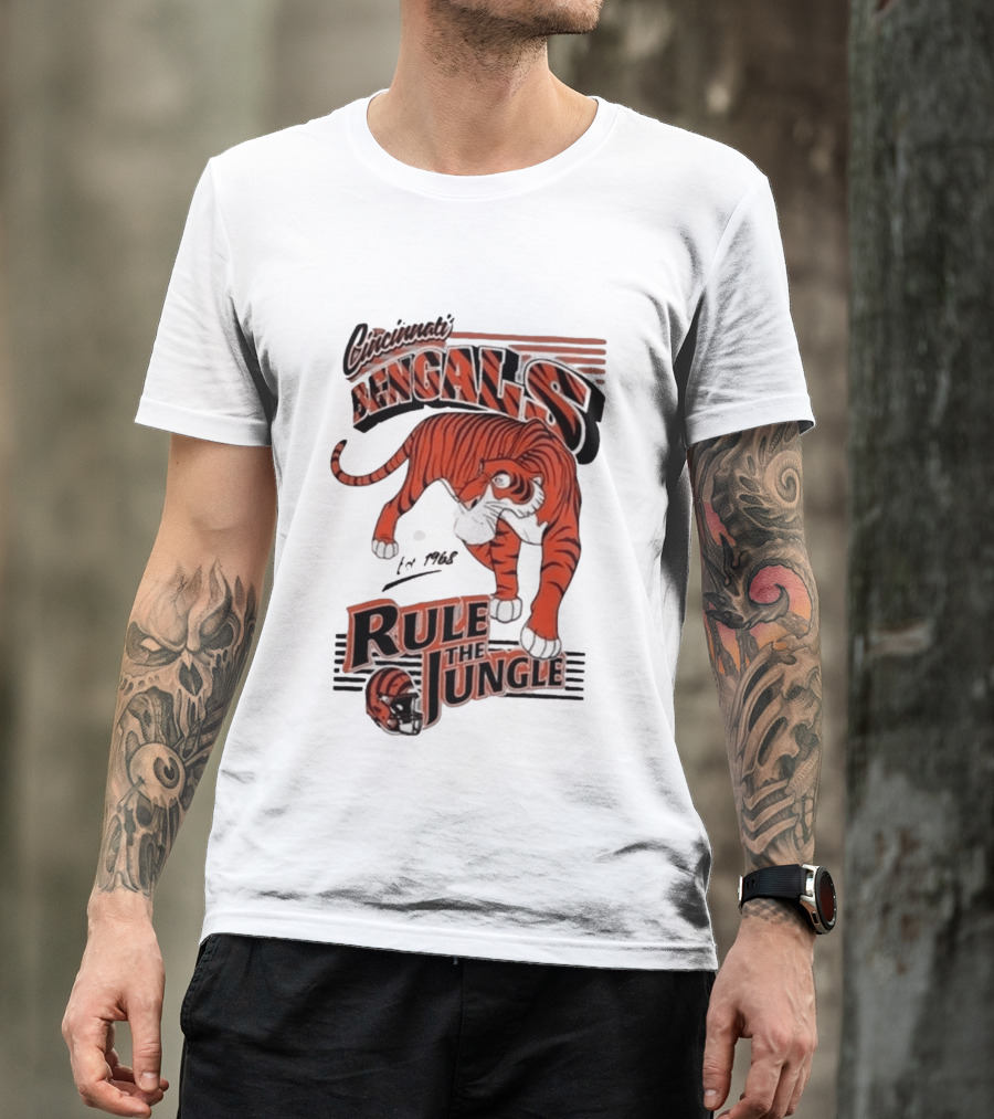 Cincinnati Bengals Rule The Jungle Tiger Graphic NFL Fan T-Shirt