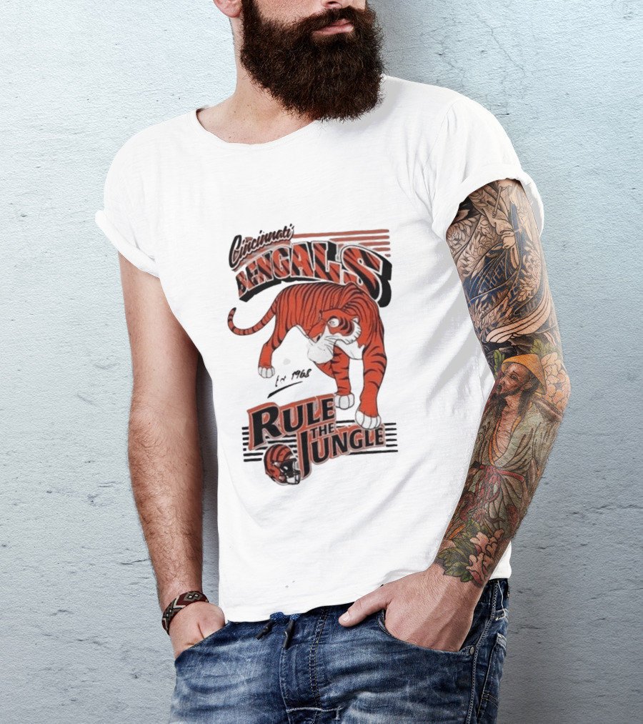 Cincinnati Bengals Rule The Jungle Tiger Graphic NFL Fan T-Shirt