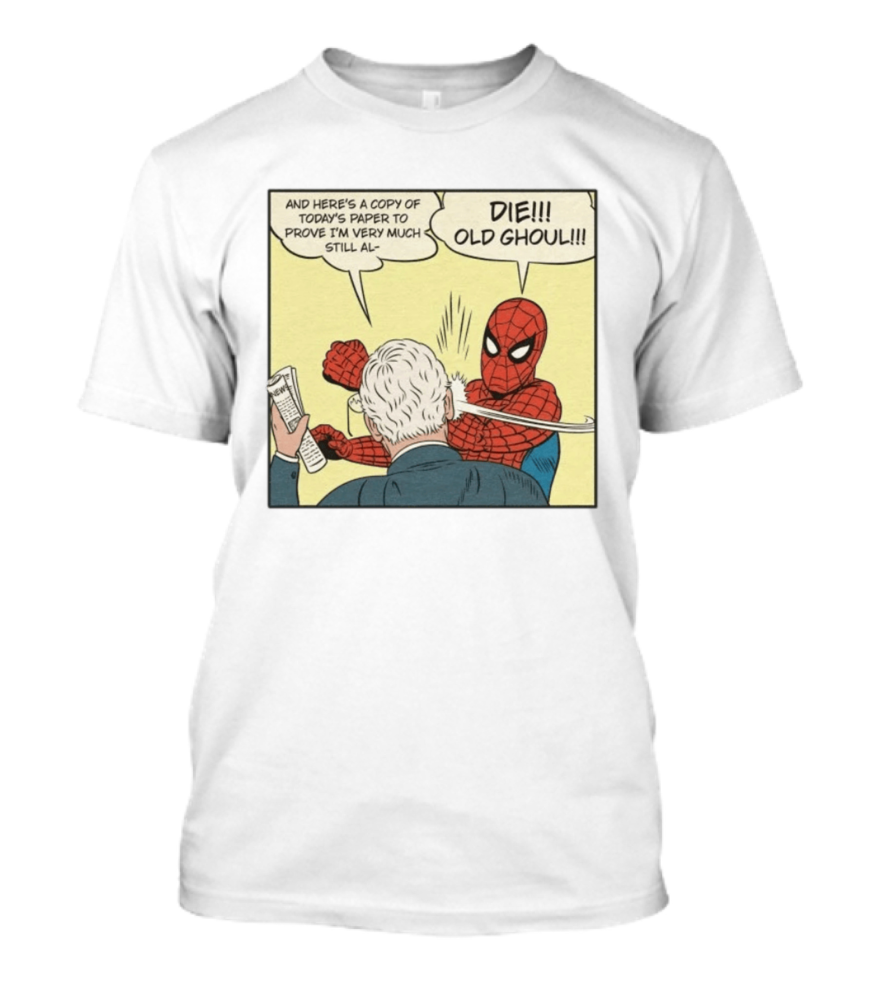 Spider Man Punching Mitch McConnell Die Old Ghoul Comic Meme T-Shirt