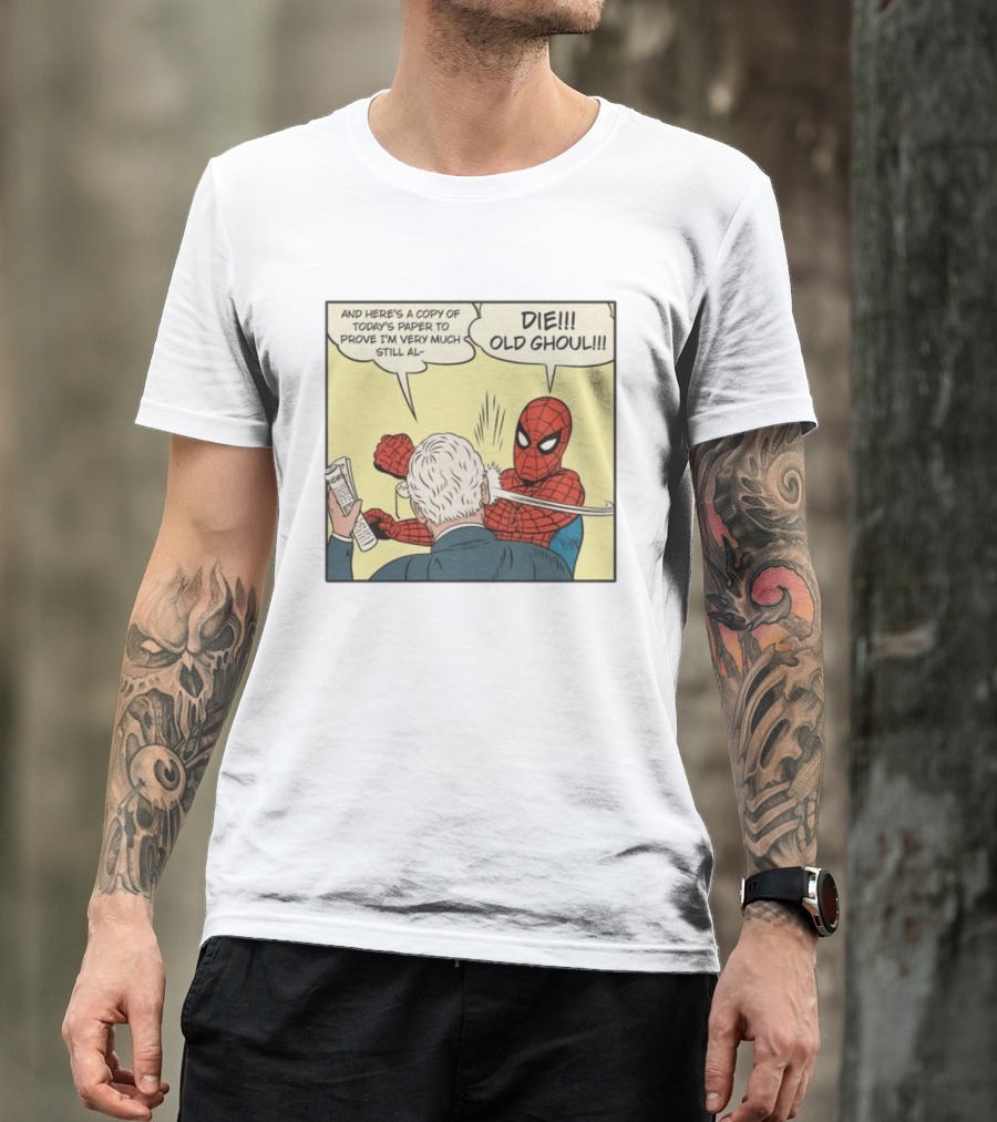 Spider Man Punching Mitch McConnell Die Old Ghoul Comic Meme T-Shirt