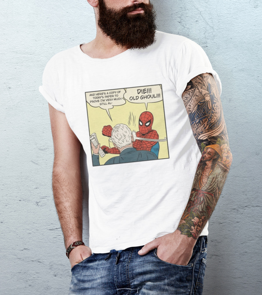 Spider Man Punching Mitch McConnell Die Old Ghoul Comic Meme T-Shirt