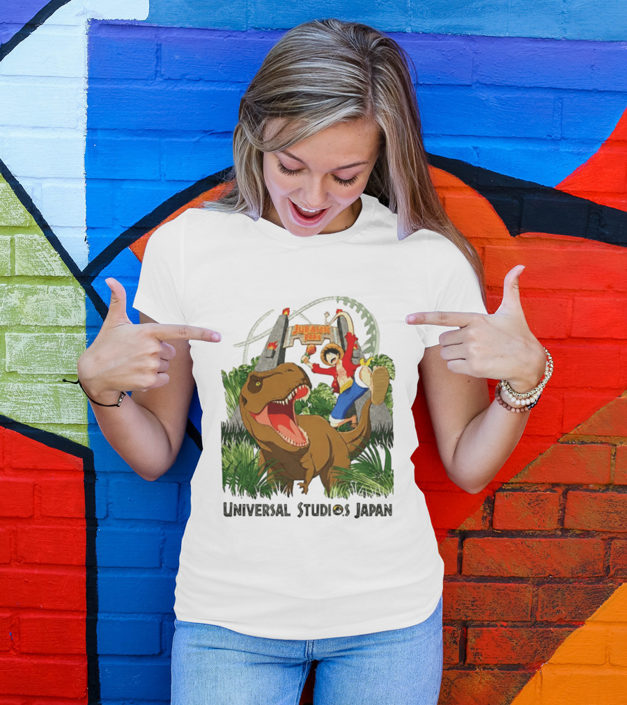 Universal Studios Japan One Piece Jurassic Park Luffy Riding Rex T-Shirt