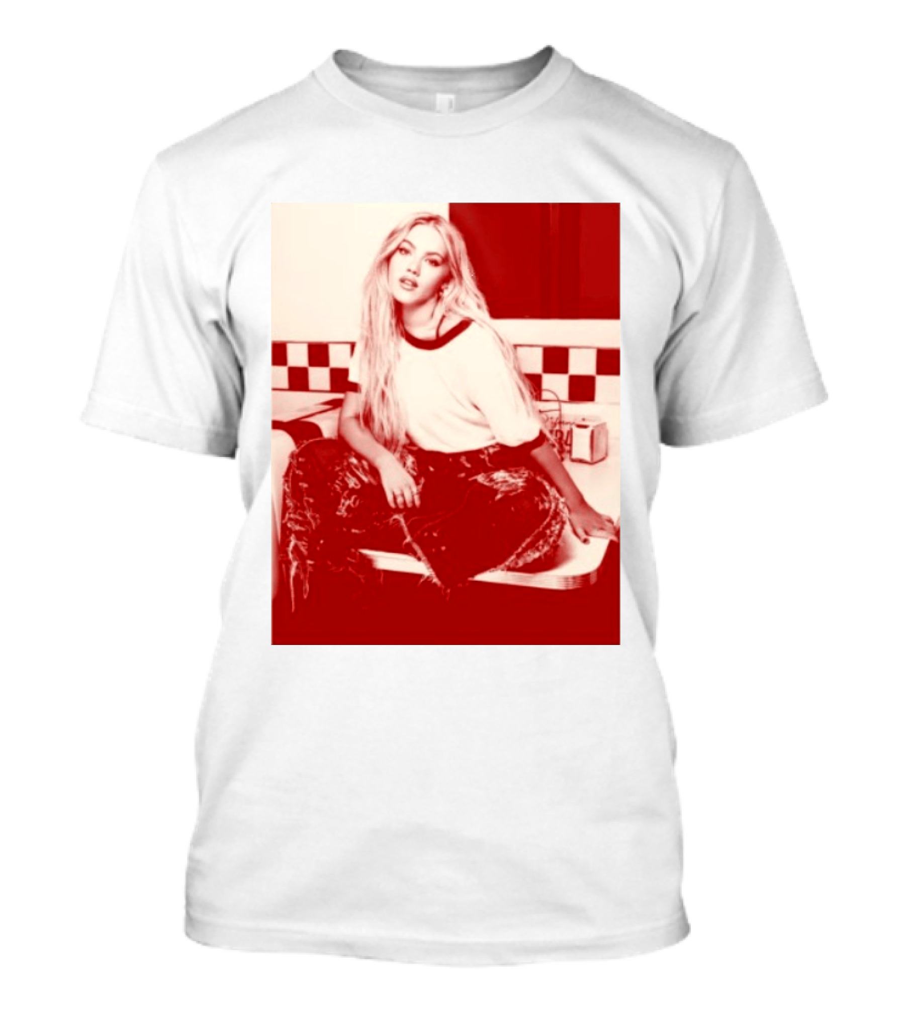 Freya Skye Store Bad Taste Photo Retro Vibe Outfit With Distressed Jeans And Casual Raglan Top In Diner Setting T-Shirt