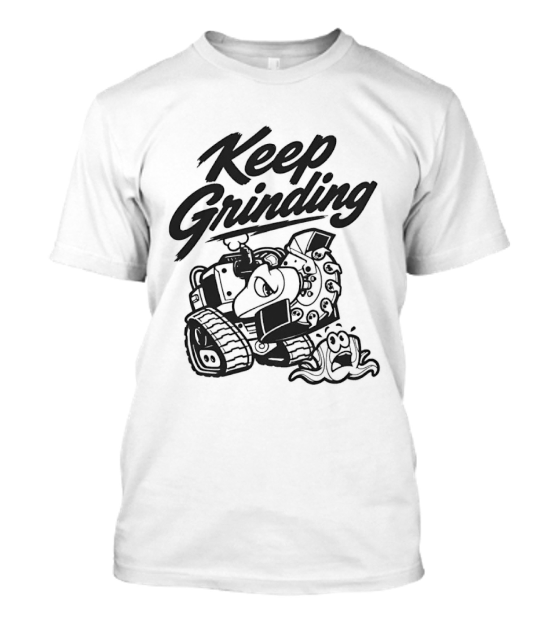 Keep Grinding Cartoon Stump Grinder Landscaping T-Shirt