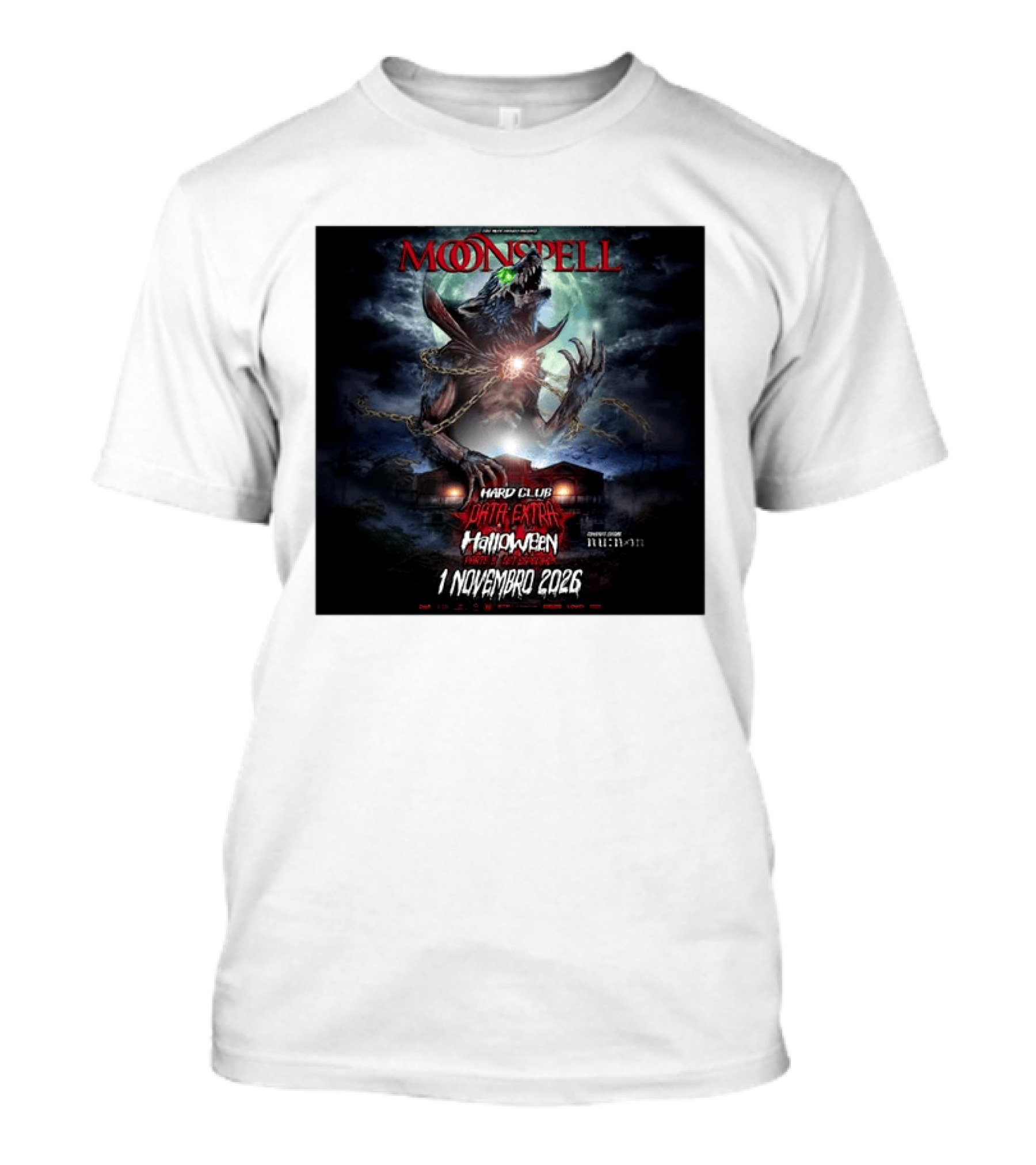 Moonspell Hard Club Data Extra 1 Novembro 2026 Halloween Concerto Especial Porto T-Shirt