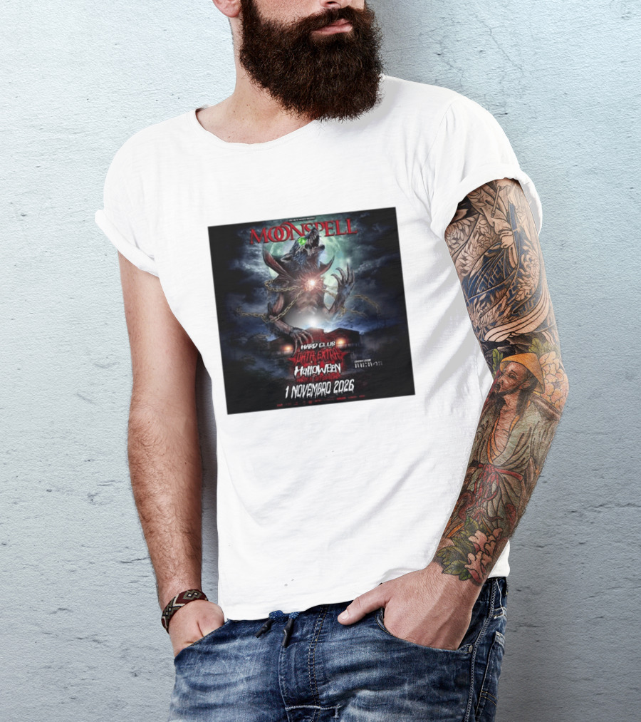 Moonspell Hard Club Data Extra 1 Novembro 2026 Halloween Concerto Especial Porto T-Shirt
