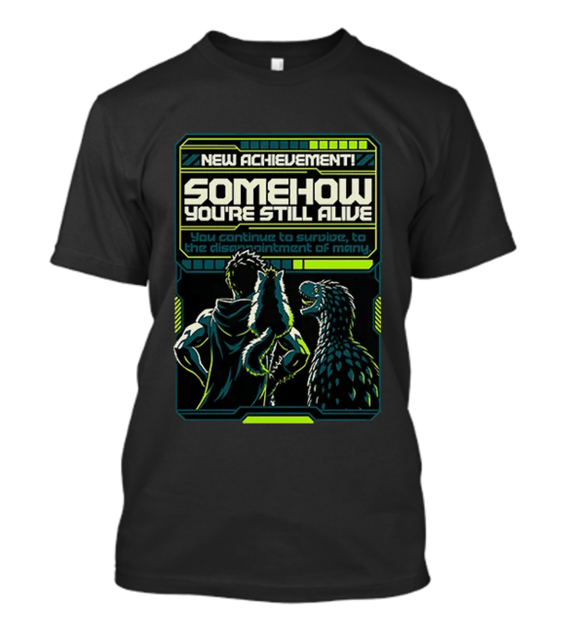 Survivor With Raptor And Fox Somehow You Are Still Alive Video Game Gamer T-Shirt
