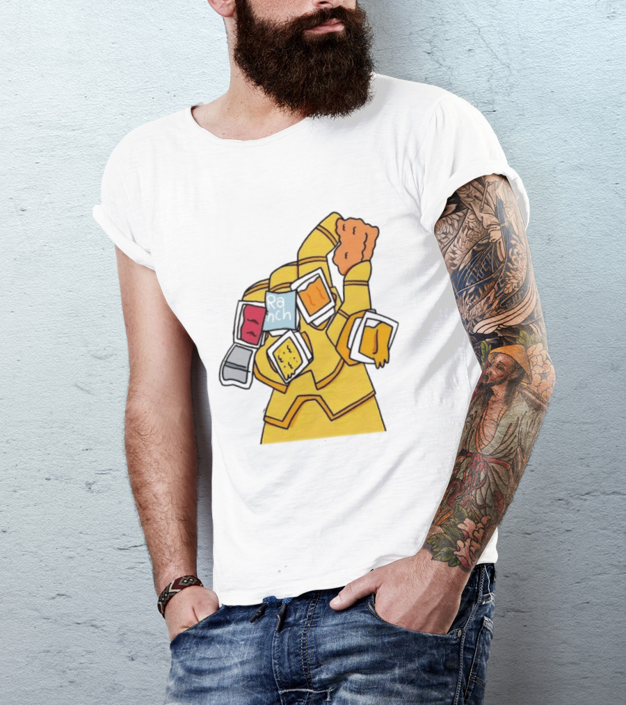 Infinity Gauntlet With Chicken Nugget And Sauce Containers Meme T-Shirt