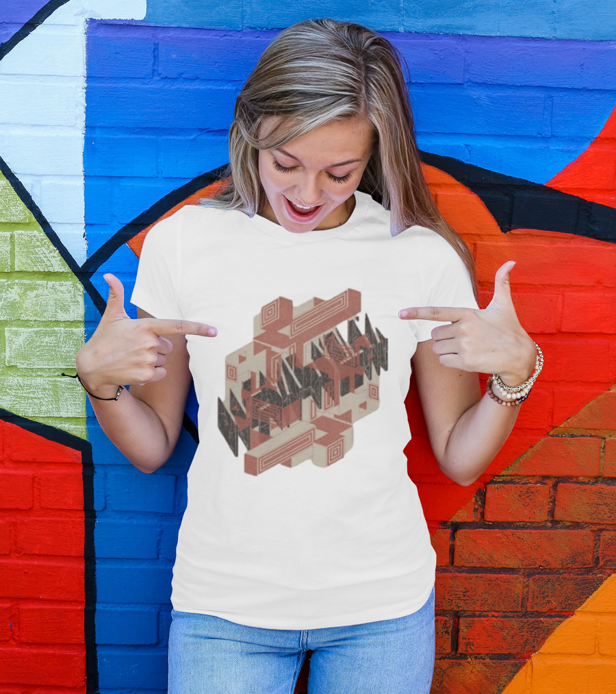 The Mars Volta Store Blocks Tan Geometric Optical Illusion T-Shirt
