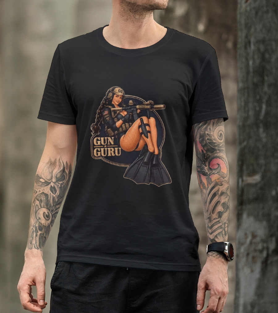 Trained Equipped Gun Guru Pinup Always Ready To Get A Little Wet T-Shirt