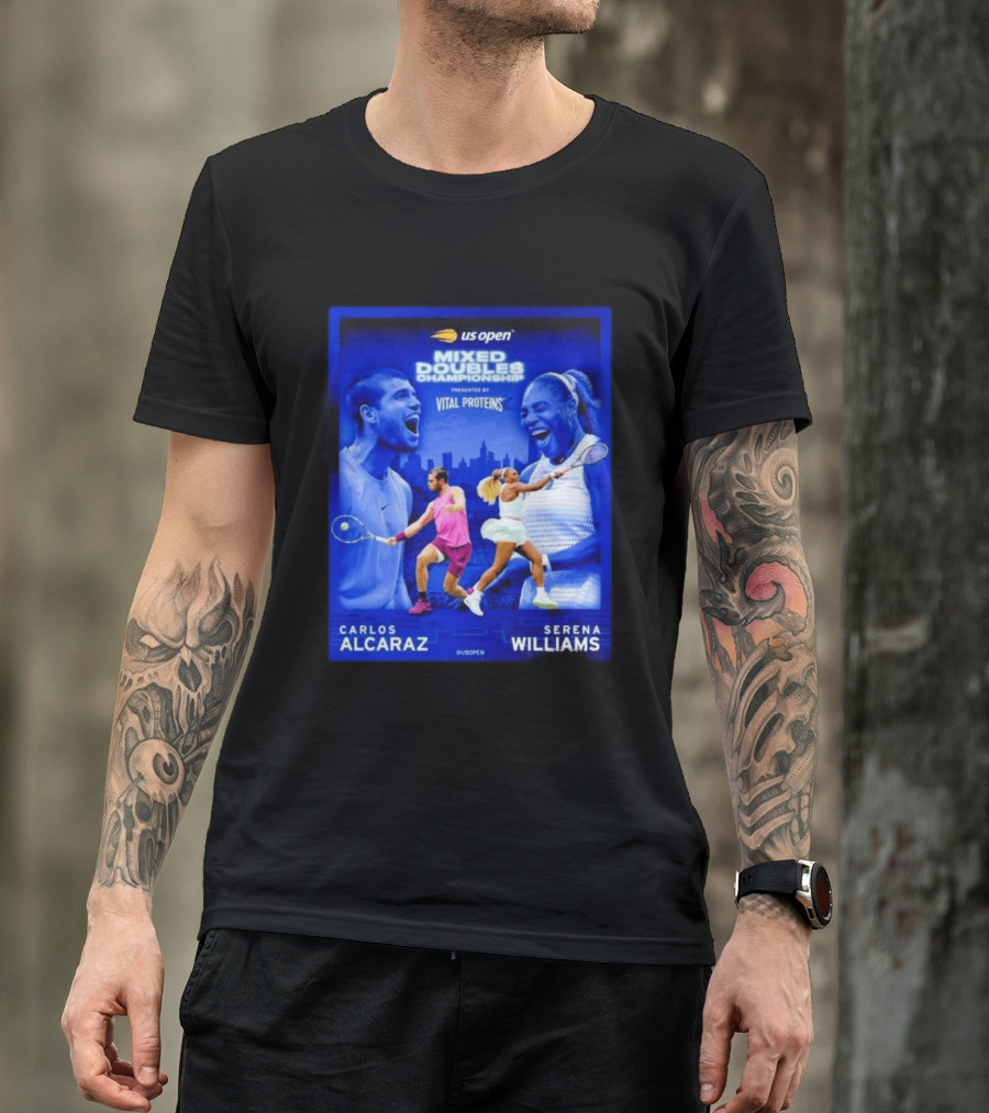 US Open Mixed Doubles Championship Carlos Alcaraz Serena Williams Vital Proteins T-Shirt