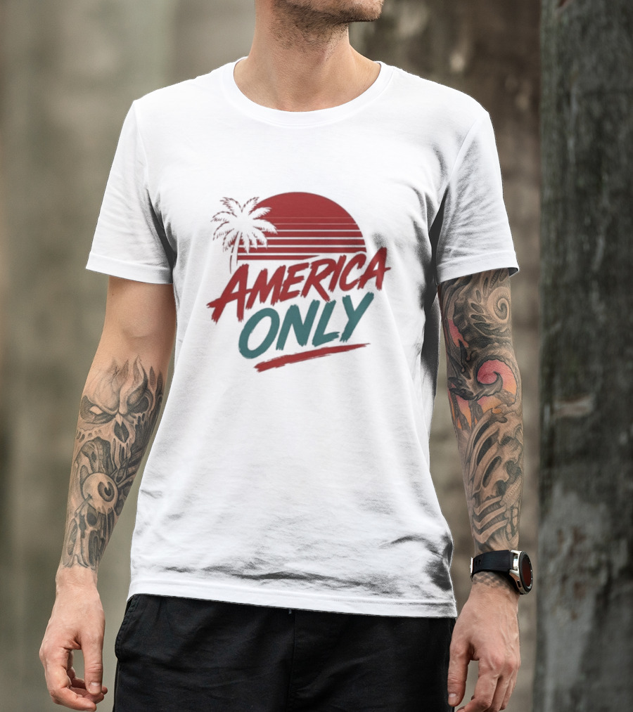 America Only Tropical Sunset Palm Tree T-Shirt