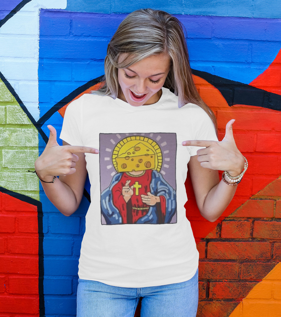 Cheesus Cheese Head Religious Pun Jesus T-Shirt