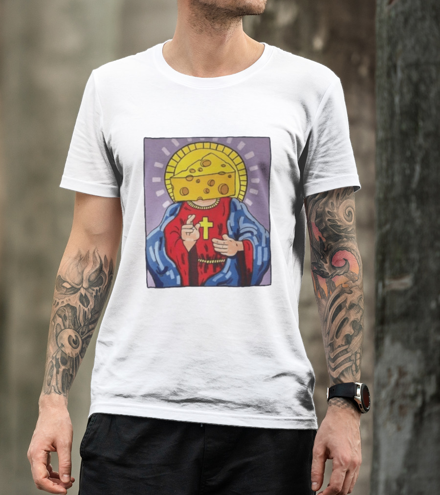 Cheesus Cheese Head Religious Pun Jesus T-Shirt