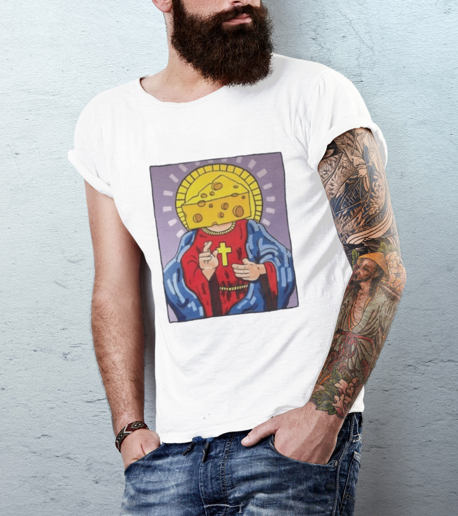 Cheesus Cheese Head Religious Pun Jesus T-Shirt