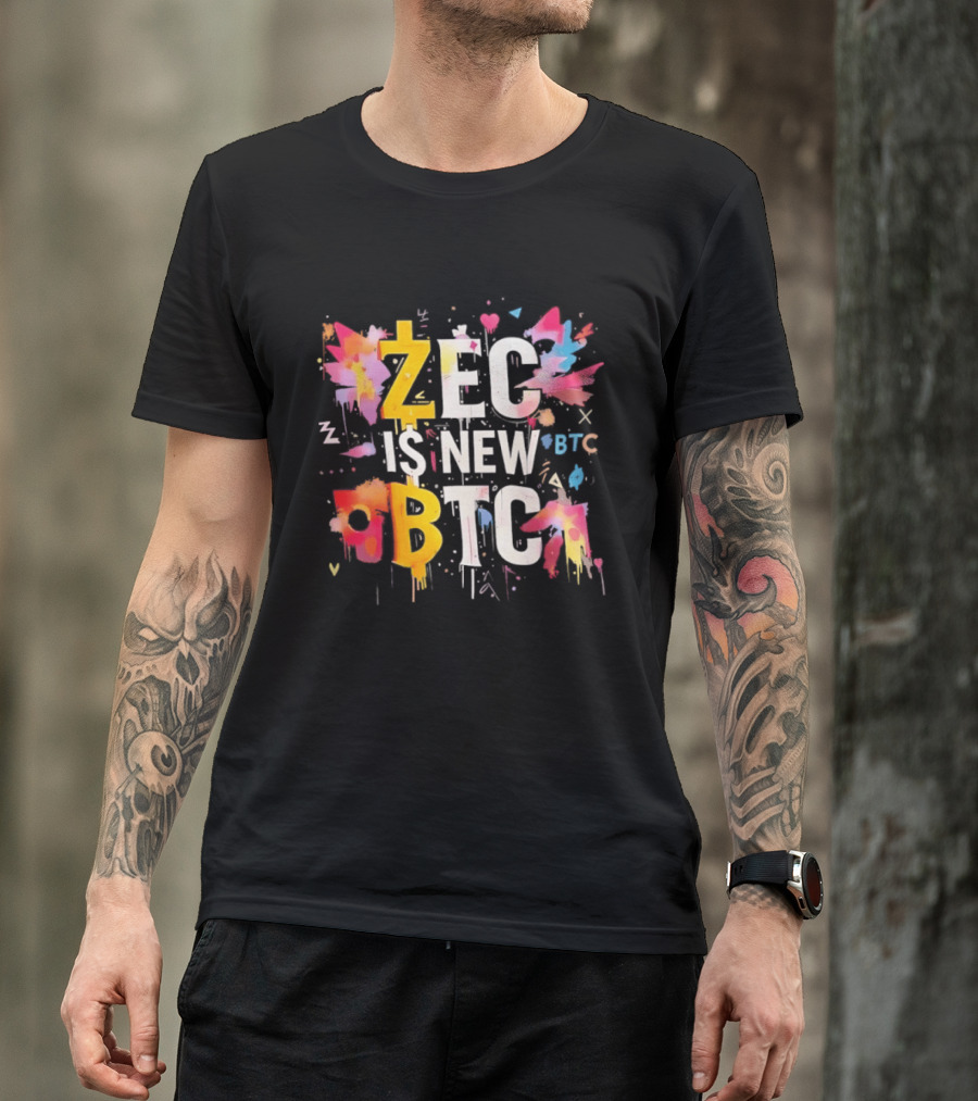 ZEC Is New BTC Cryptocurrency Zcash Bitcoin Colorful Paint Splash T-Shirt