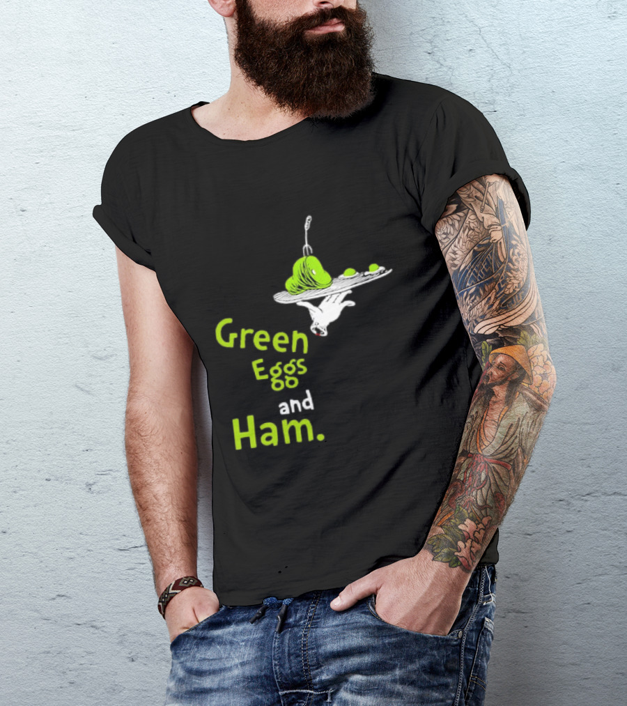 Dr Seuss Green Eggs And Ham Plate Illustration Classic Children's Book T-Shirt