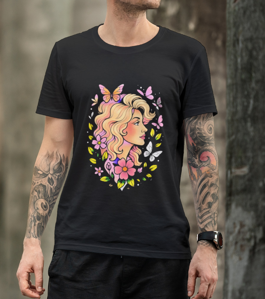 Dolly Parton Floral Butterfly Country Music T-Shirt