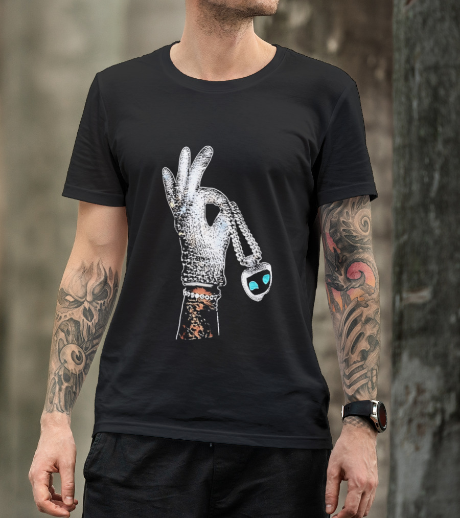 King Of Pop Sequin Glove Holding Alien Pendant T-Shirt