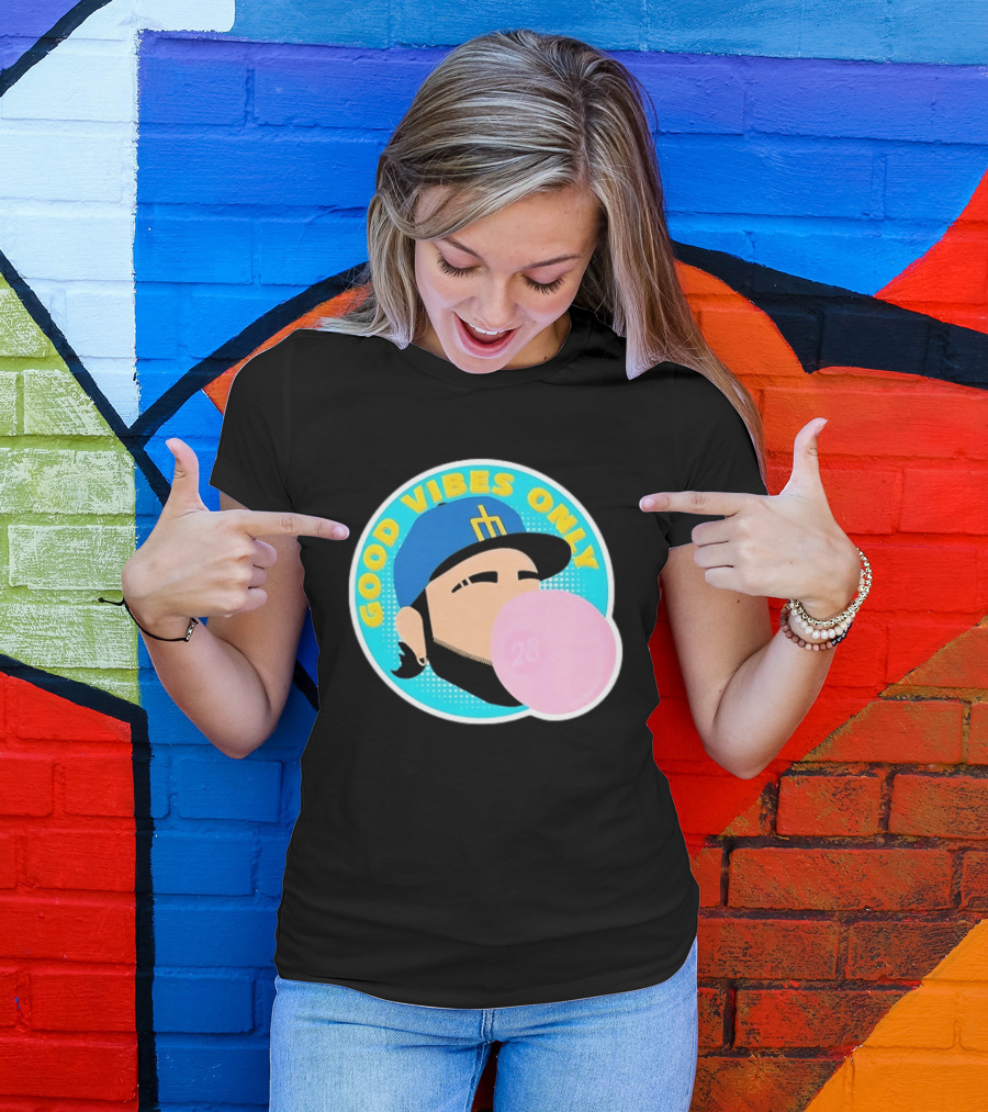 Seattle Mariners Eugenio Suarez Good Vibes Only 28 Baseball Bubblegum T-Shirt