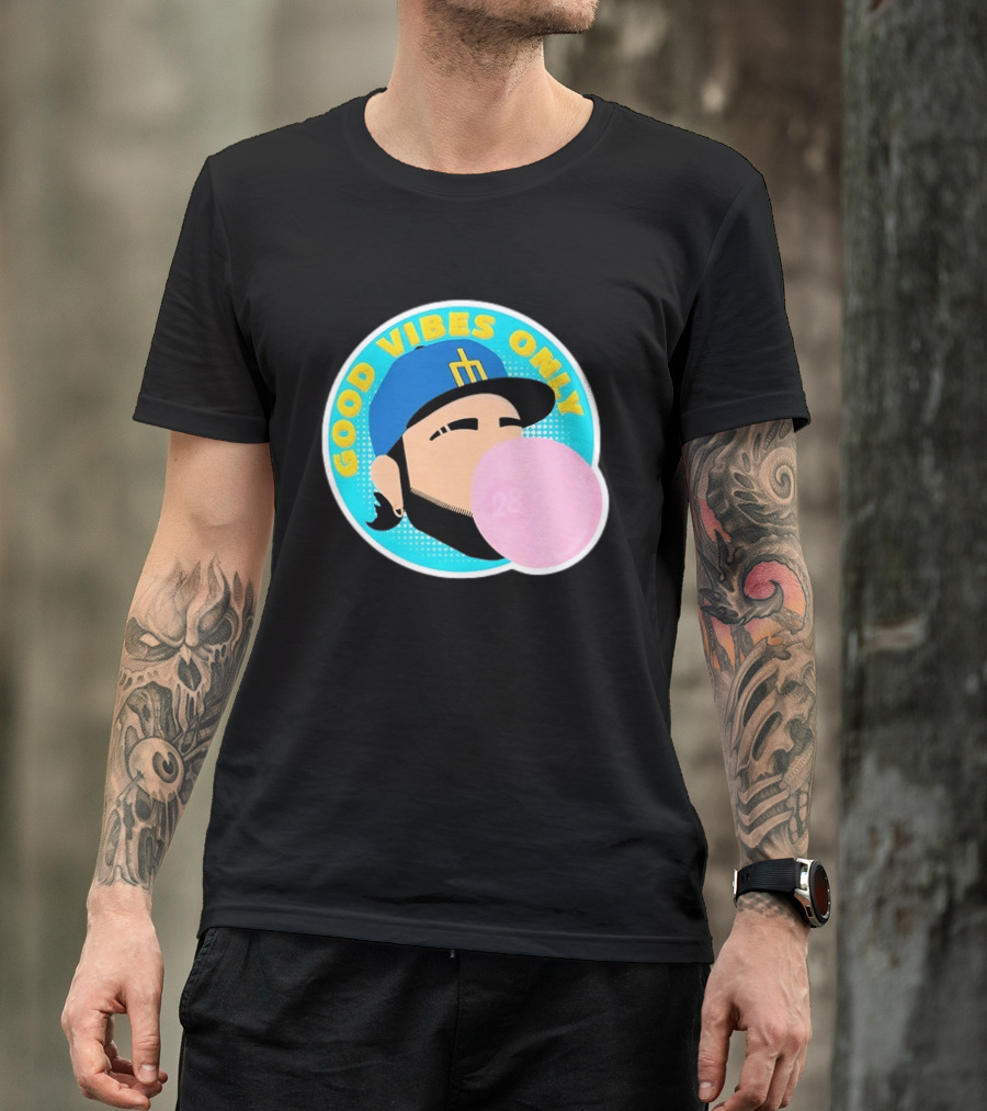 Seattle Mariners Eugenio Suarez Good Vibes Only 28 Baseball Bubblegum T-Shirt