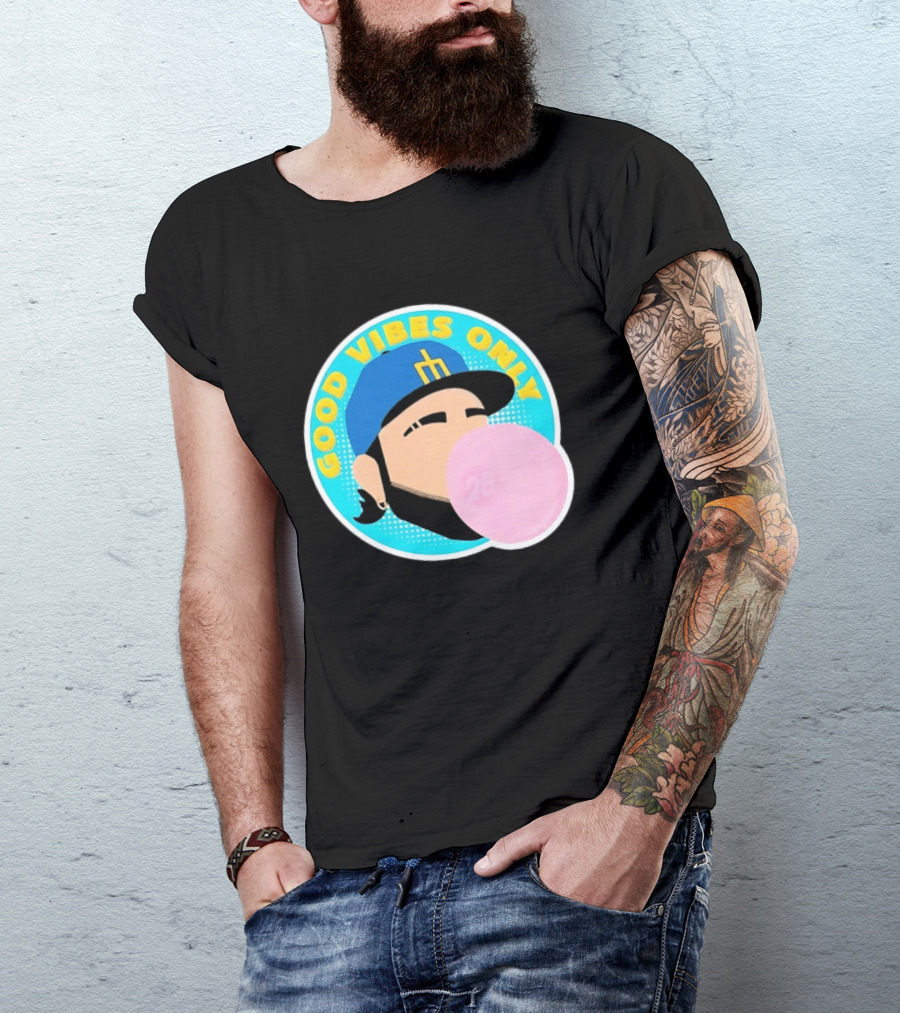 Seattle Mariners Eugenio Suarez Good Vibes Only 28 Baseball Bubblegum T-Shirt