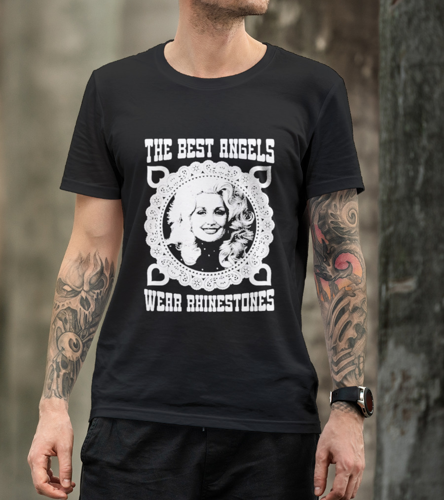 The Best Angels Wear Rhinestones Vintage Lace T-Shirt