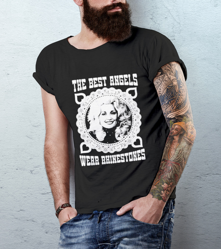 The Best Angels Wear Rhinestones Vintage Lace T-Shirt