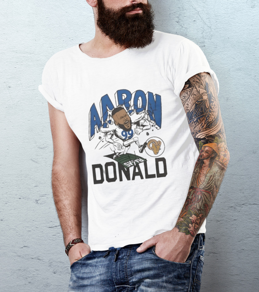Los Angeles Rams Aaron Donald Caricature Artistry T-Shirt