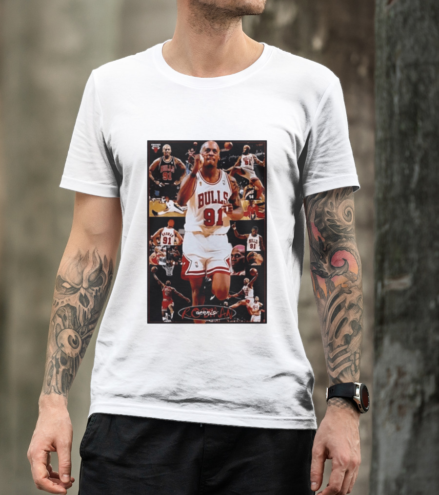 Dennis Rodman Chicago Bulls 91 Iconic NBA Basketball Highlights T-Shirt
