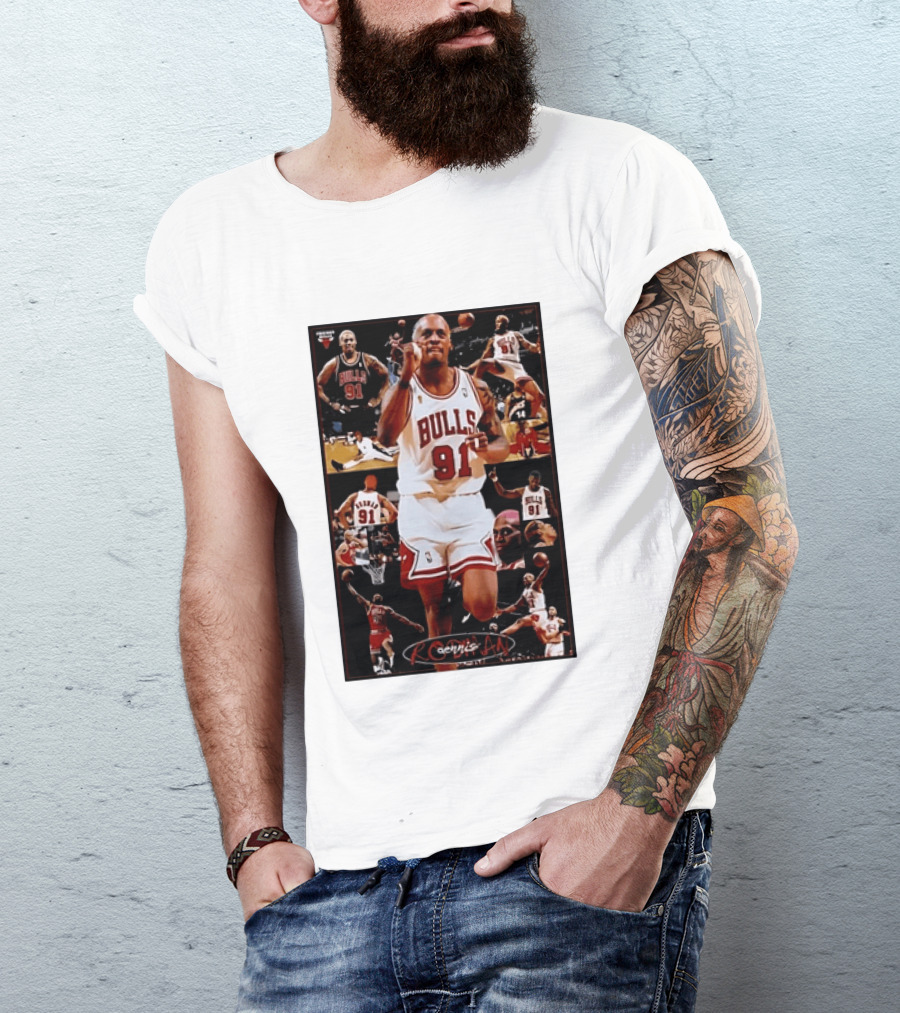 Dennis Rodman Chicago Bulls 91 Iconic NBA Basketball Highlights T-Shirt
