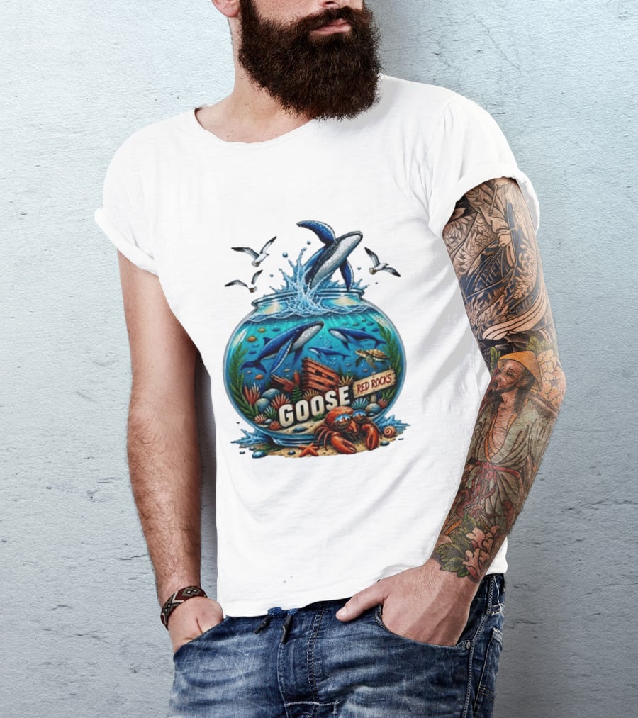 Goose Red Rocks Aquarium Whale Ocean Life Jam Band T-Shirt