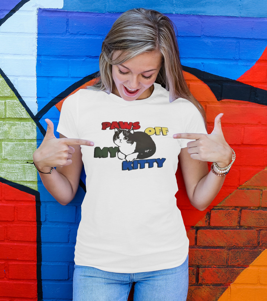 Paws Off My Kitty Cat Vintage Style Pet Lover T-Shirt