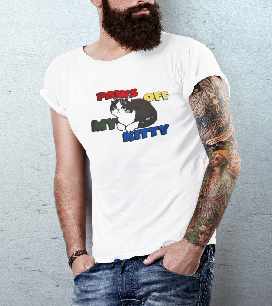 Paws Off My Kitty Cat Vintage Style Pet Lover T-Shirt