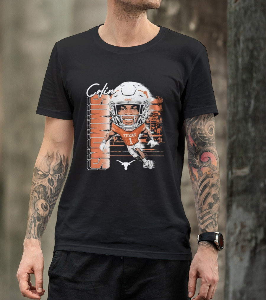 Colin Simmons Texas Longhorns Football Player Number 1 Distressed T-Shirt