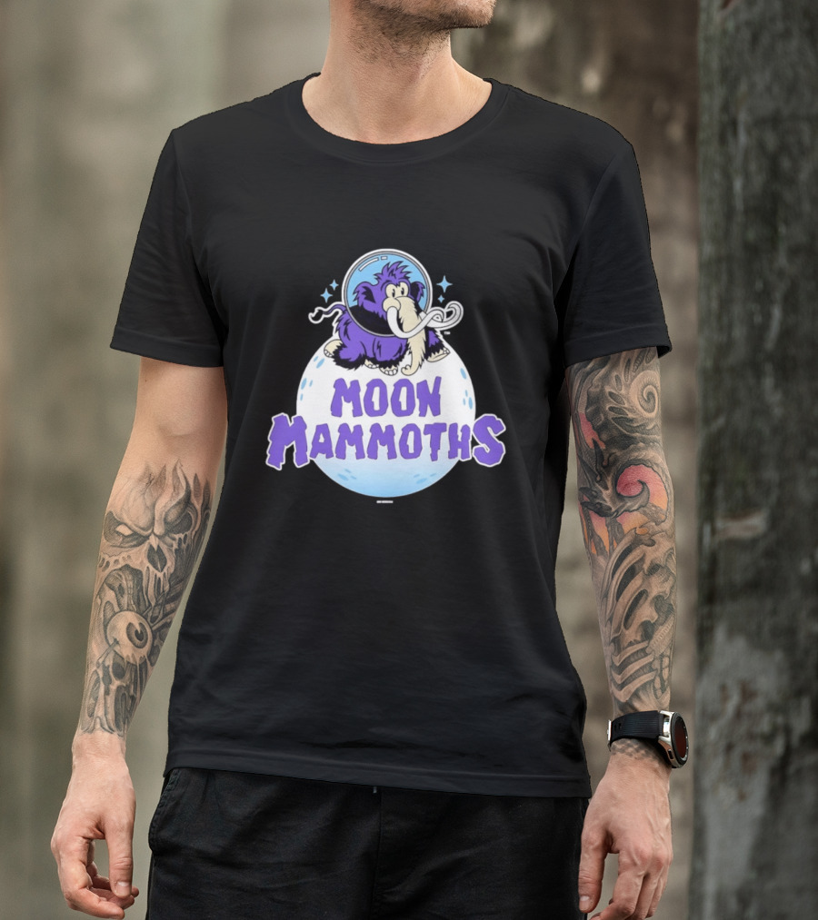 Moon Mammoths Purple Space Elephant Creature Astronaut T-Shirt
