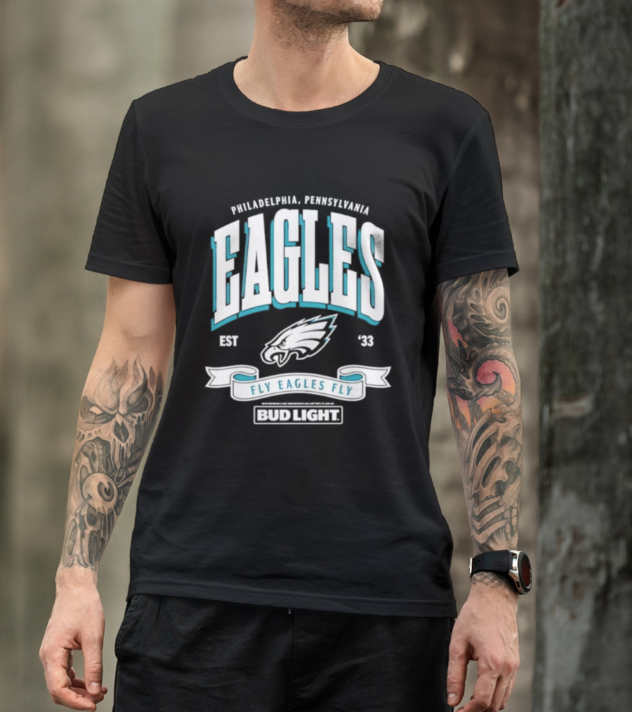 Philadelphia Pennsylvania Eagles Fly Eagles Fly Bud Light Est 1933 T-Shirt